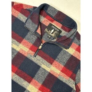 John Wayne Stock & Supply Mens XL Plaid 1/4 Zip Pullover Wool Blend Shirt Jacket